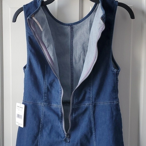 NWT FREE PEOPLE ALEX DENIM DRESS JUMPER SIZE 6 DARK WASH STRETCH STYLE F… - Picture 8 of 15